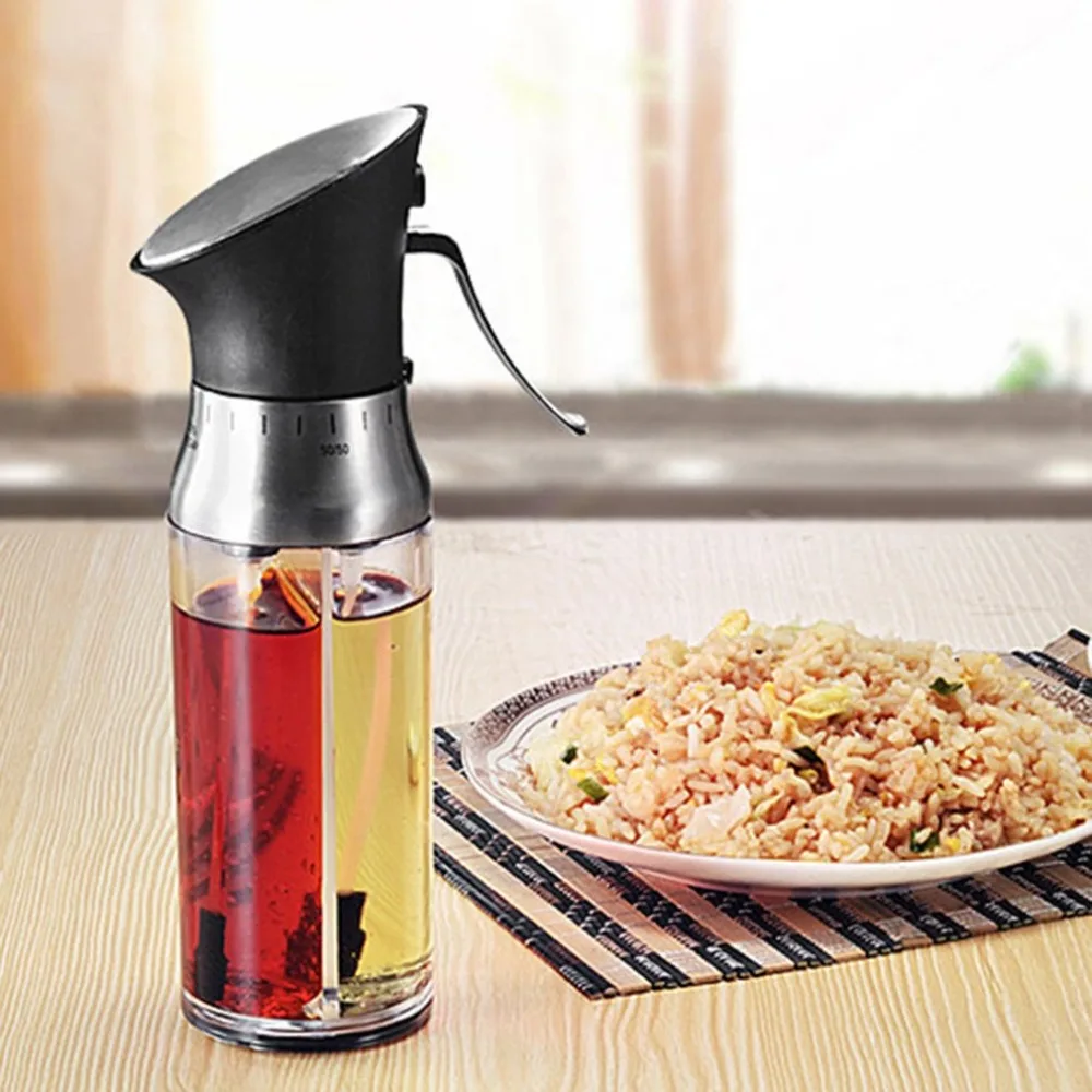 200ml2 in 1 Olive Oil Dispenser Bottle Pot Oil Container Storage Bottle Vinegar Sprayer Spice Oiler Sauce Kitchen Cooking Tools