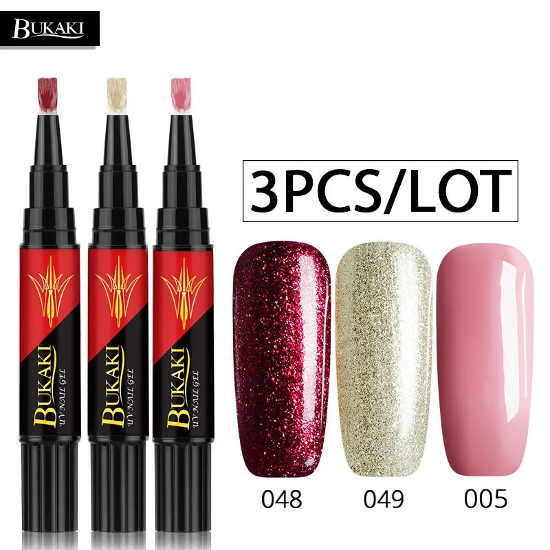 3PCS ZHG723 BUKAKI купить еще 2 5% скидка легко 3 в 1 гель лак для ногтей ручка 3 шт. ногтей Советы УФ гель лак Гибридный Сахар клей для ногтей один шаг - Цвет: 3PCS ZHG723