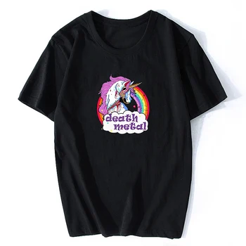 

Zombie Unicorn Death Metal Rock T-shirts Casual Harajuku Streetwear Summer Clothing T Shirts Cotton Hip Hop O-Neck Tops