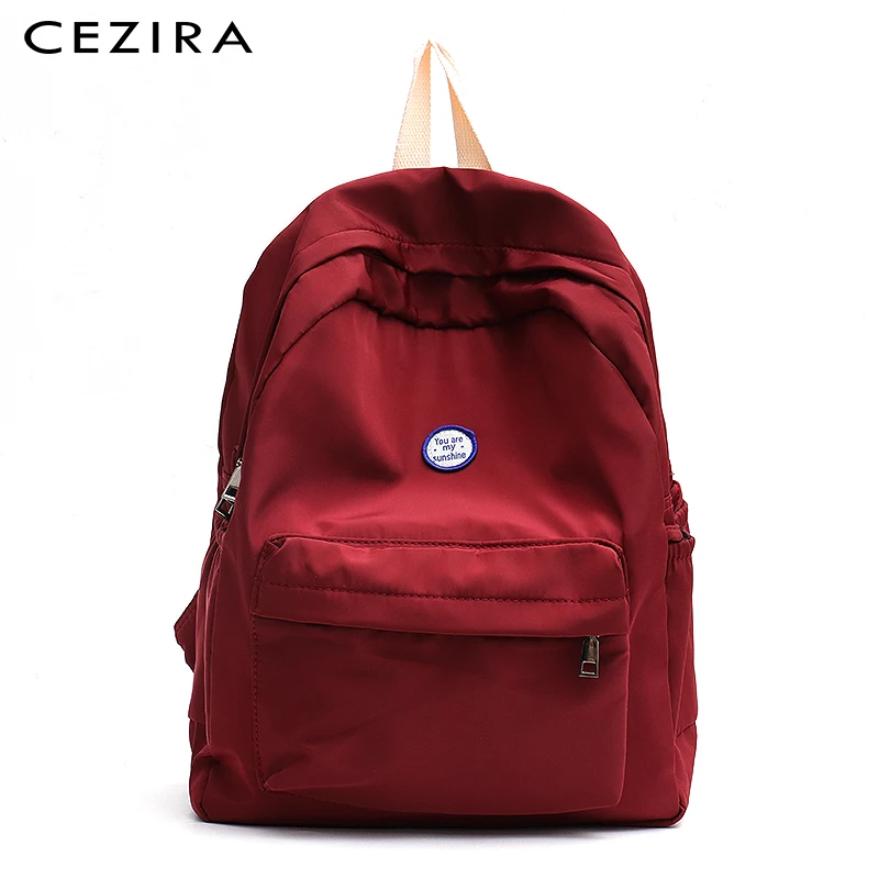 

CEZIRA 2019 Fashion New Nylon Material Backpack Girls School Knapsack Soft Women Large Capacity Daily Zip Shoulder Bag Rucksack