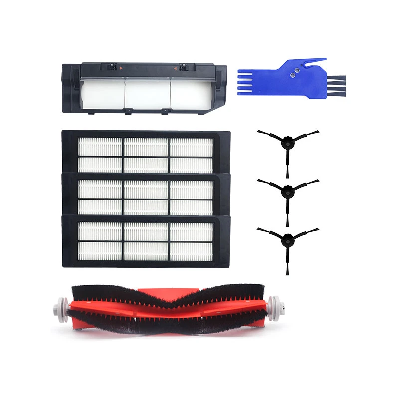 

9Pcs Black Set HEPA Filter Side Brush Cover Box Rolling Brush with Blue Comb for xiaomi Roborock Robot Vacuum Cleaner Parts