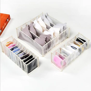 

3PCS Closet Storage Organizer Set Drawer Divider Set For Undergarment Foldable Bra Underwear Socks Drawer Clothes Storage Boxes