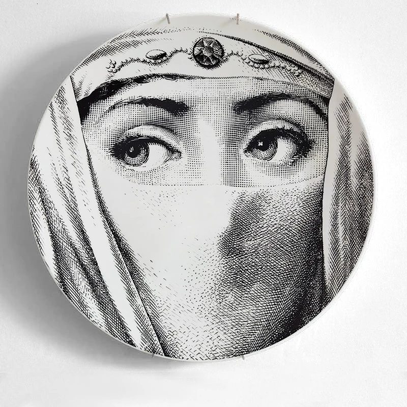 Европейский Миланский стиль Великолепные Редкие тарелки Fornasetti Lina лампочка лицо rosenthal Piero Fornasetti настенные декоративные 8 дюймов блюдо - Цвет: 25