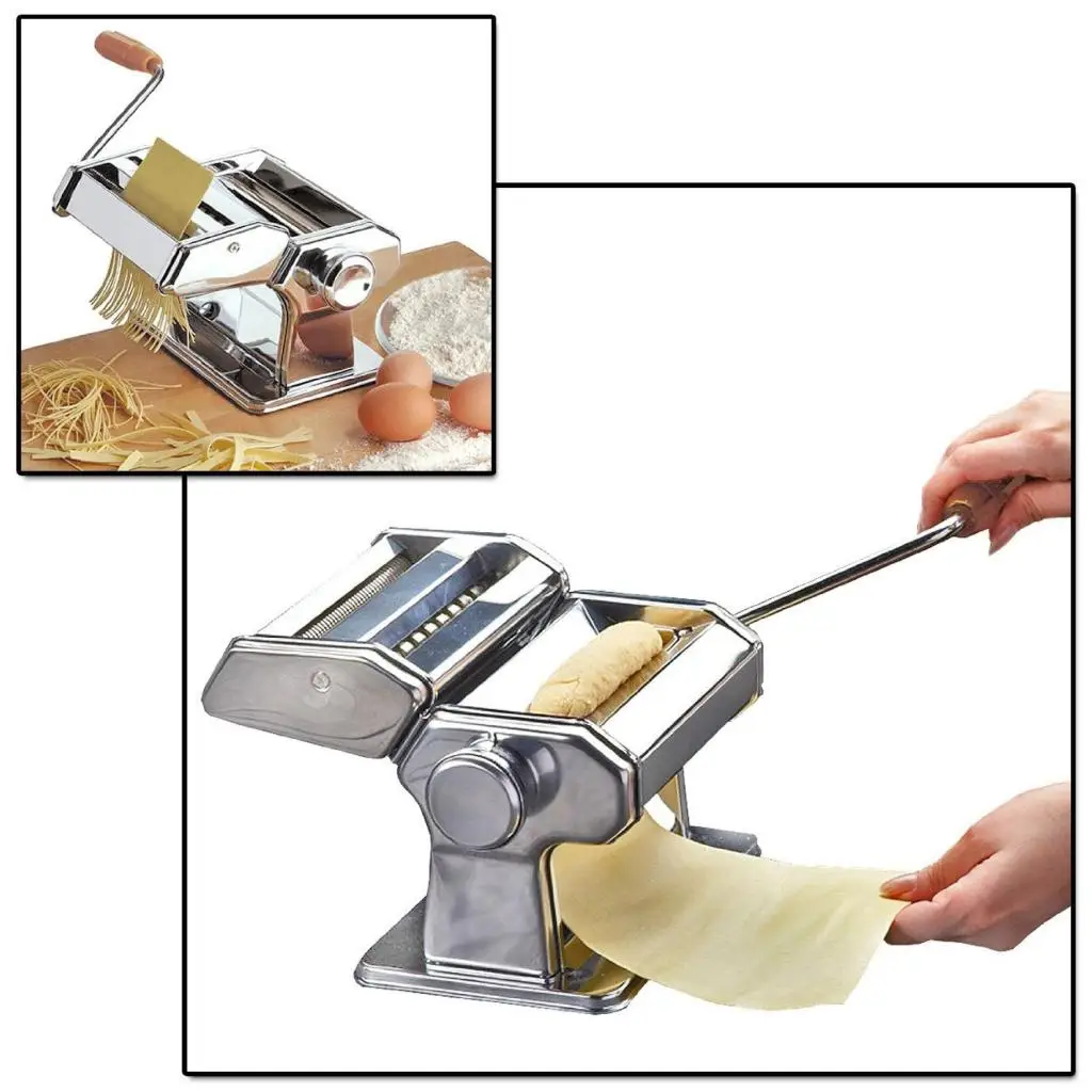 Manual Pasta Maker Dough Presses Lasagne Spaghetti Tagliatelle Maker Machine Cutter, High-grade Stainless Steel
