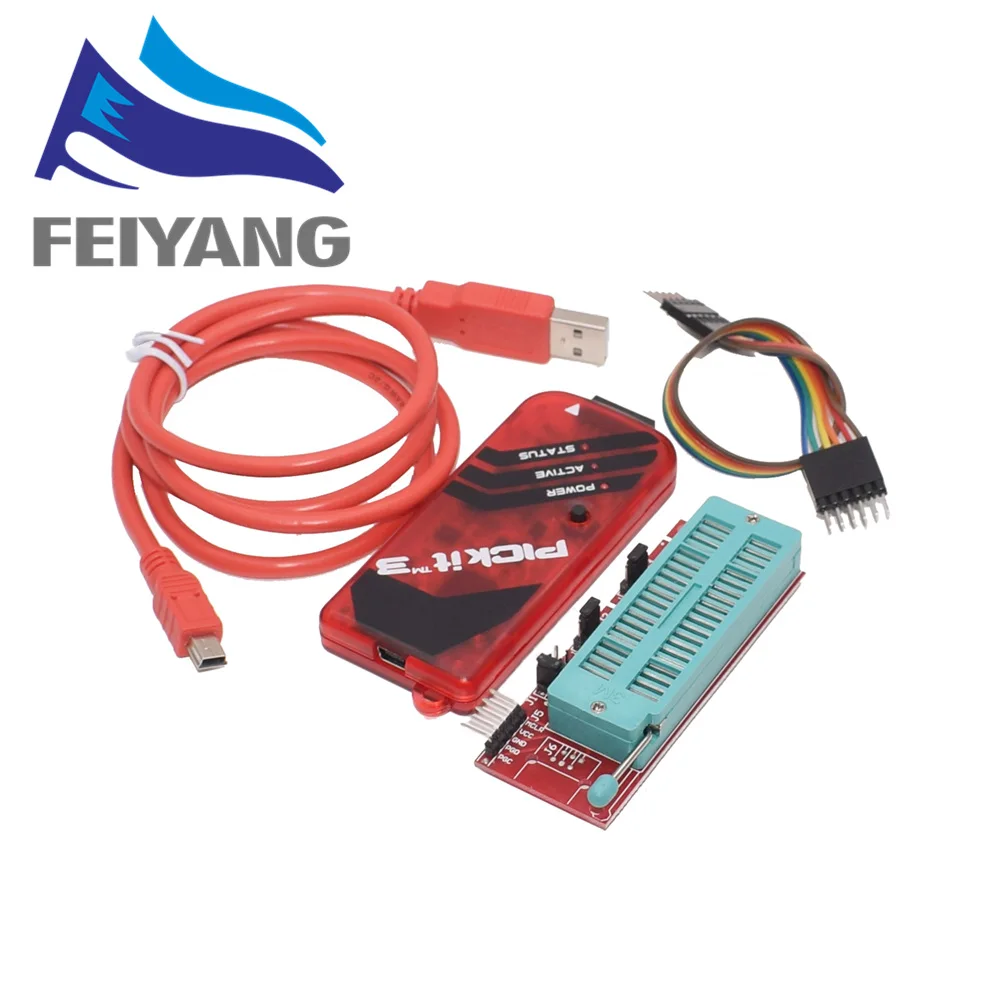 

10PCS PICKIT3 PIC KIT3 PICKIT 3 Programmer Offline Programming PIC Microcontroller Chip Monopoly+PIC Programmer adapter seat