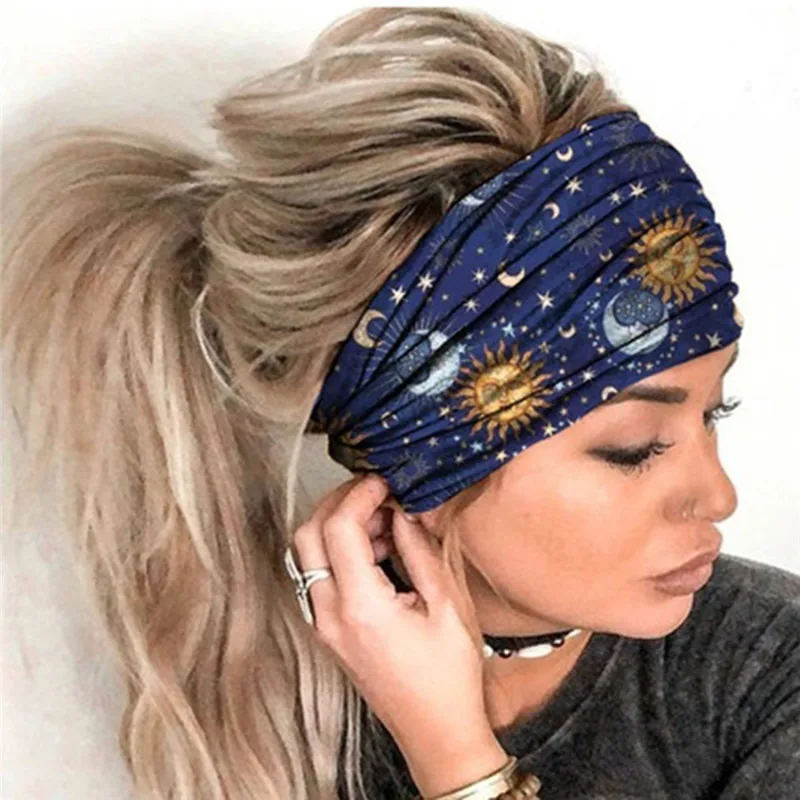 hair bow for ladies Women Hair Bands Headband Bohemian Sports Run Bandage Elastic Girl Wide Headband Print Wide Headwrap Headpiece Hairband Ladies head scarf bandana