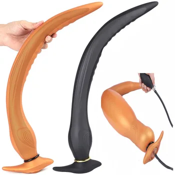 Long Huge Anal Dildo Adult Sex Toys For Women Men Vagina/Anal Stuffed Tail Butt Plug Multifunction Strapon Inflatable Dildos 1