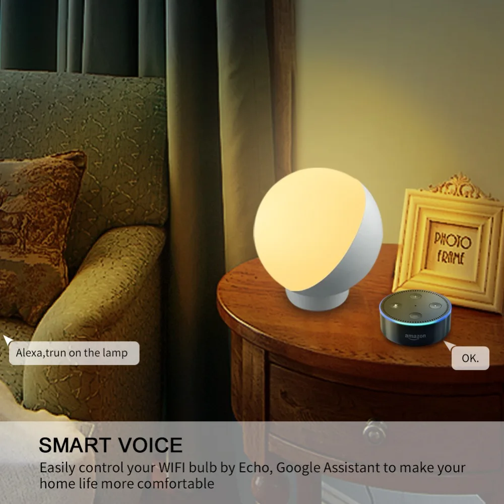 Wifi умная настольная лампа RGBW 7 Вт с регулируемой яркостью и таймером для Alexa Google Голосовое управление Светодиодный настольный ночной Светильник умный дом