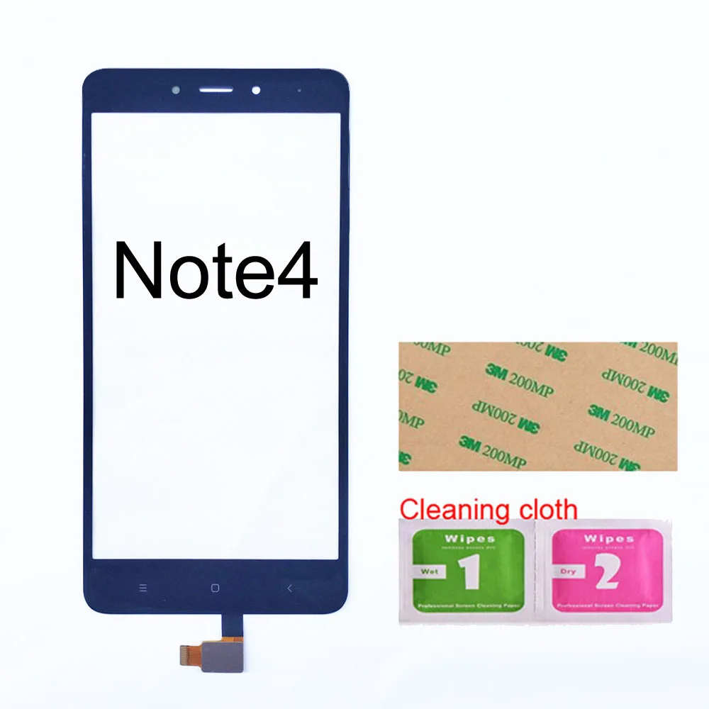 Сенсорный экран для Xiaomi Redmi Note 1/2/3/4 Сенсорный экран планшета Сенсор Стекло Панель Замена - Цвет: Note4 Black