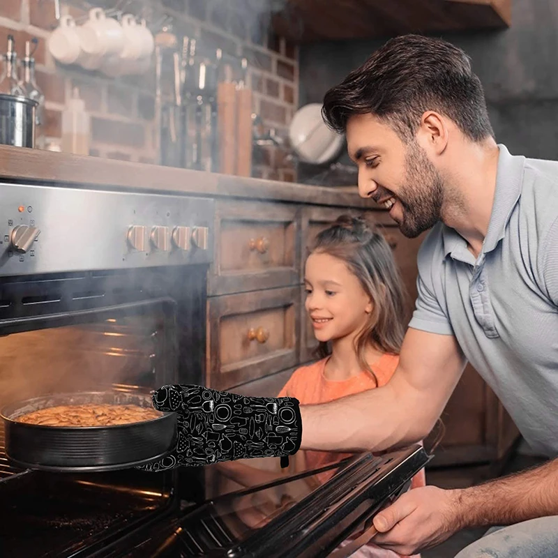 Gants de cuisine résistants à la chaleur et Anti-chaleur, ensemble de  maniques de cuisine, coussin et cuisinière, gants de cuisson