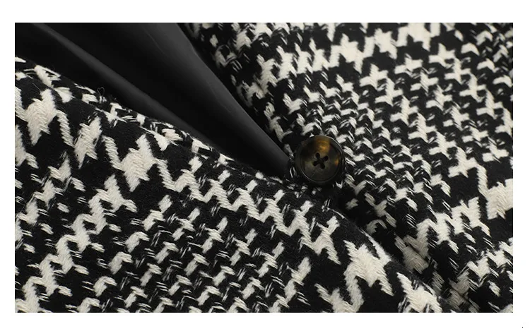 TVVOVVINLoose Fit Black Plaid split, шерстяное пальто большого размера, парки, новинка, длинный рукав, женская мода, Осень-зима 1587