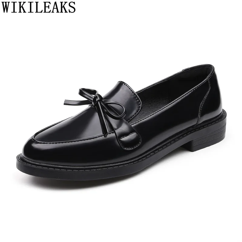 

Oxford Shoes for Women Patent Leather Slip on Shoes for Women Low Heels Loafers Women Butterfly Knot Leather Casual Shoes Scarpe