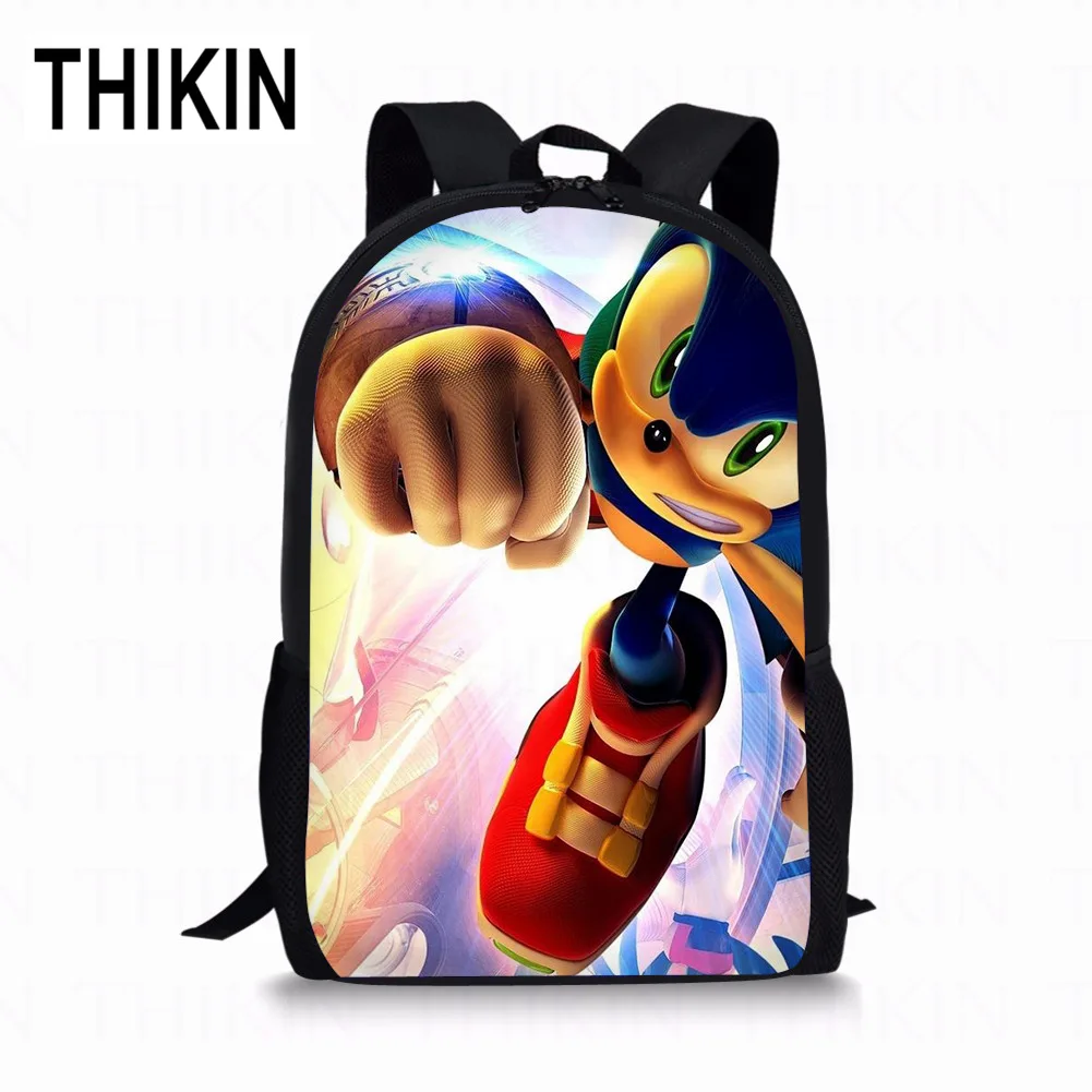 THIKIN Mario Bros Sonic The Hedgehog печать школьная сумка для детей мальчик рюкзак для мальчиков девочек Mochila Infantil сумки с рисунком настроить - Цвет: as picture