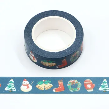

1 pc 15mm*10m Christmas snowman boots tree bells gloves Decorative Washi Tape DIY Scrapbooking Masking Tape School Office Supply