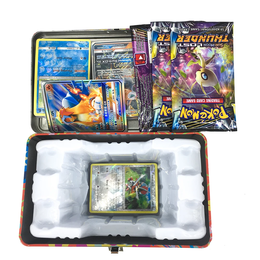 Pokemon GX EX MEGA чехол флэш-карта 3D версия Меч Щит солнце и луна портативный большой железный ящик Коллекционная карта подарок детская игрушка