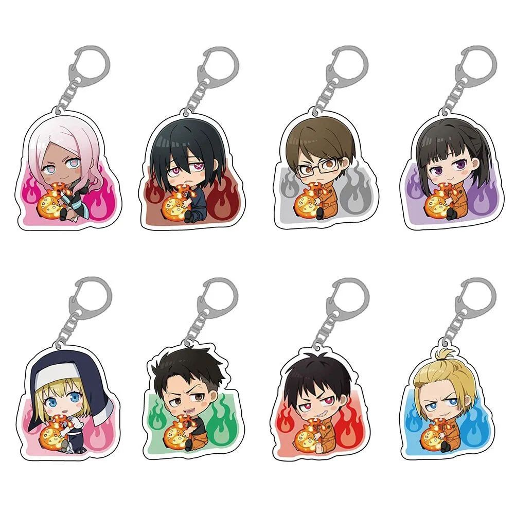 Anime Enn Enn No Shouboutai Fire Force Cosplay Iris Arthur Boyle Maki Oze Kotatsu Tamaki Acrylic Figure Keychain Pendant Keyring