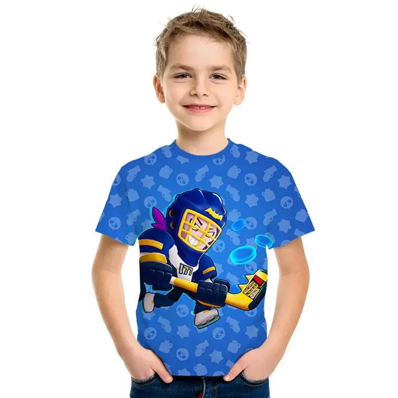 Новинка года, Детская летняя футболка с рисунком из мультфильма «Аниме», футболка с изображением игры в стрельбу, топ с короткими рукавами высокого качества с 3D принтом для мальчиков, топы