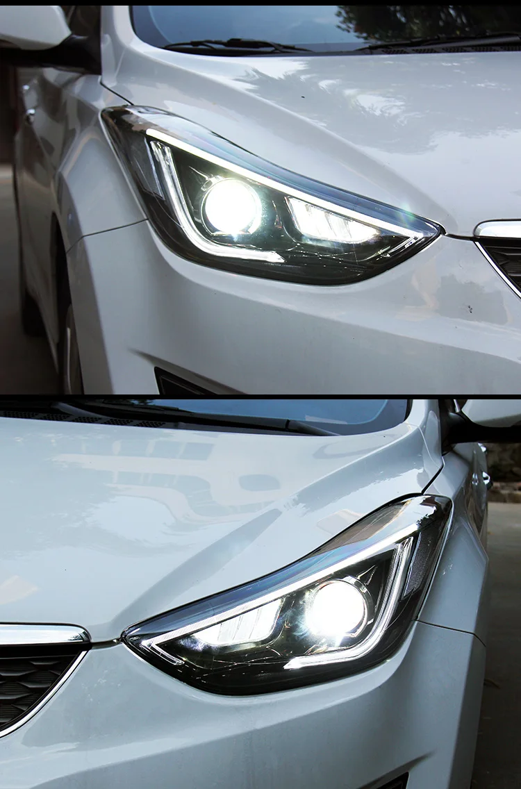 Автомобильный Стайлинг Головной фонарь чехол для фары для автомобиля Hyundai Elantra 2012- светодиодный фары DRL Объектив Двойной Луч Биксенон HID