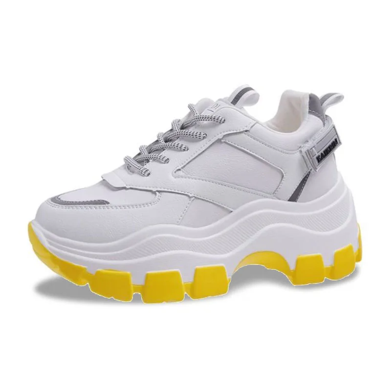 Coolcept Ins/Лидер продаж; женские кроссовки смешанного цвета со шнуровкой; обувь для отдыха на толстой подошве; Повседневная прогулочная Женская Вулканизированная обувь; Размеры 35-39 - Цвет: Белый
