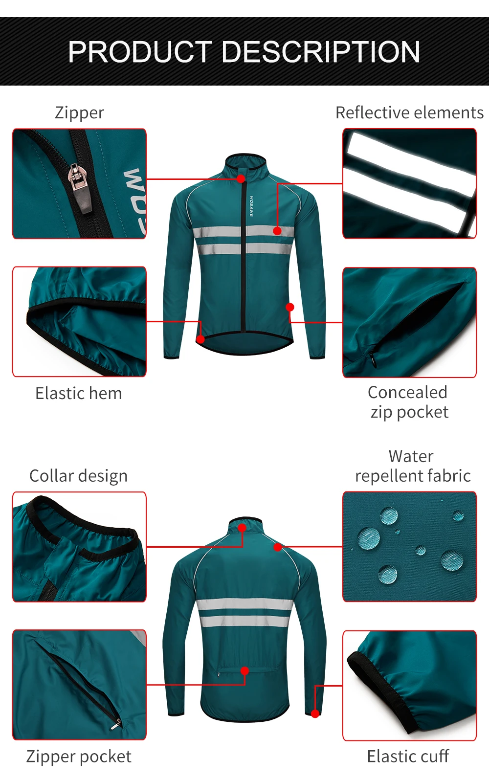 Cycling Jacket Men Ultralight Reflective Windproof For Mountain Bike MTB Running Riding