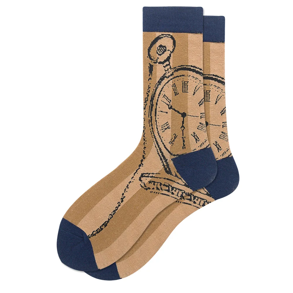 1 пара веселых мужских носков высокого качества чесаные хлопковые длинные цветные носки новинка красные винные Свадебные носки для еды крутые - Цвет: 8