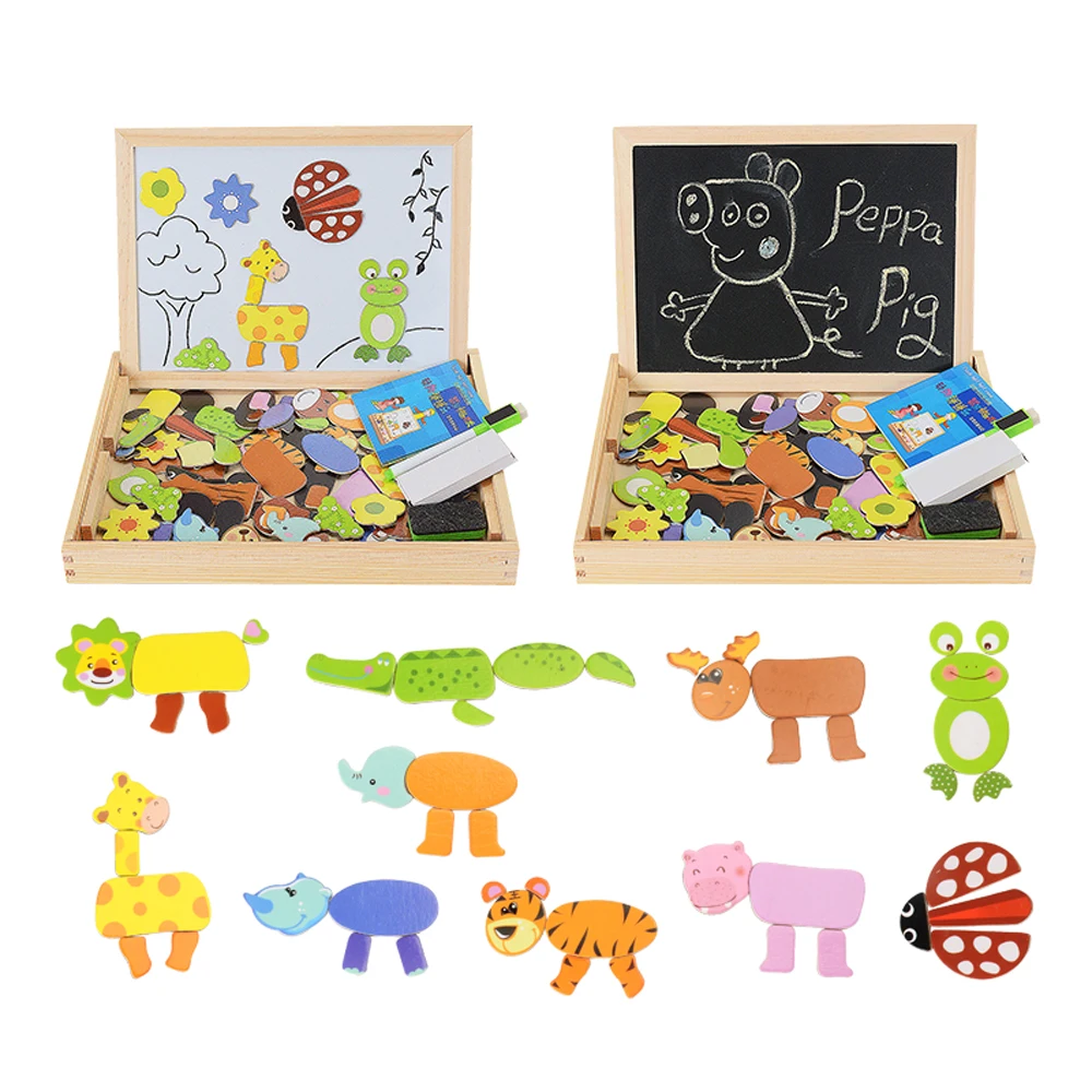 100+ деревянные магнитные частицы головоломки морские/Животные и многие другие дополнительные 3d Развивающие игрушки детские игрушки для рисования подарки