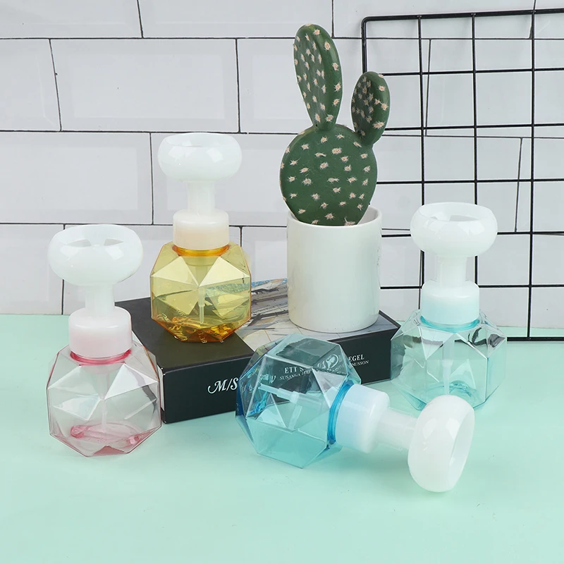 300ML Liquid Soap Dispenser Flower Shape Foam Empty Bottle Clear Plastic Bottle Foam Shower Gel Pump Bottle Bathroom Bottle
