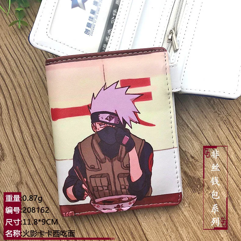 Anime Shippuden Hatake Kakashi Short Card Holder Wallet Zip Purse with Button