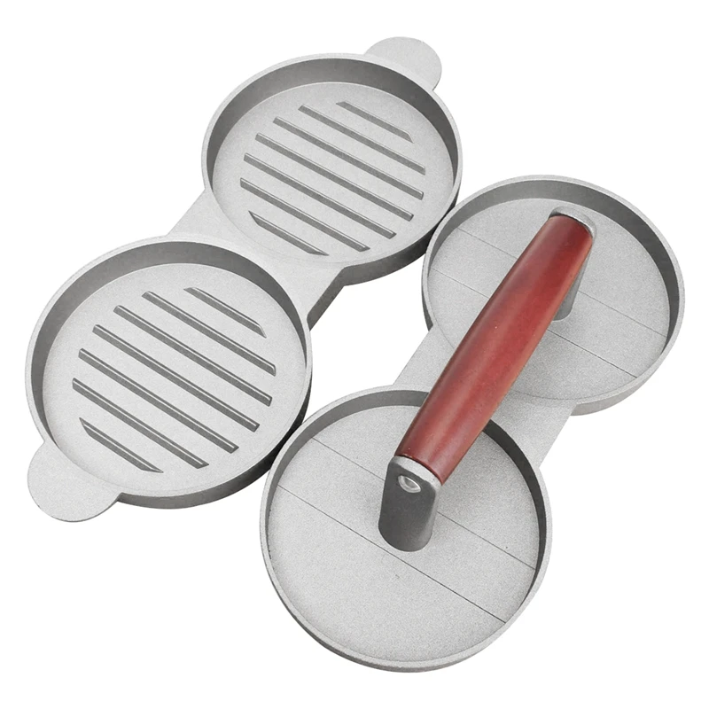 

Red handle double grid Hamburger meat pie Mold press