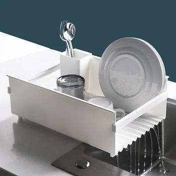 

Dish Drying Rack Sink Drain Plastic Dish Rack Dish Utensil Holder Cutlery Multifunctional Storage Holder Box Tray for Kitchen