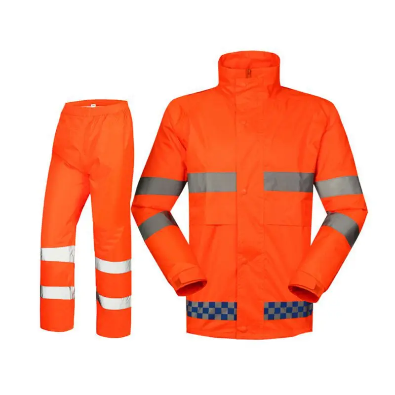 

Orange Raincoat Outdoor Waterproof Set Rain Pants Set Double Thick Adult Split Raincoat Waterproof Reflective Outdoor Clothing