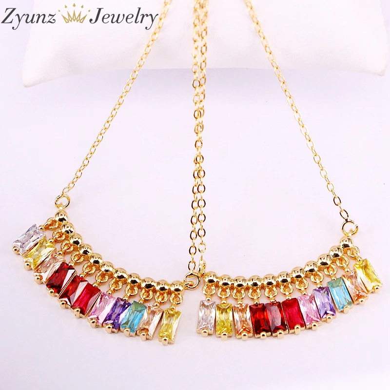 10 шт. новые ювелирные изделия золотого цвета ожерелье с кулоном s color ful CZ