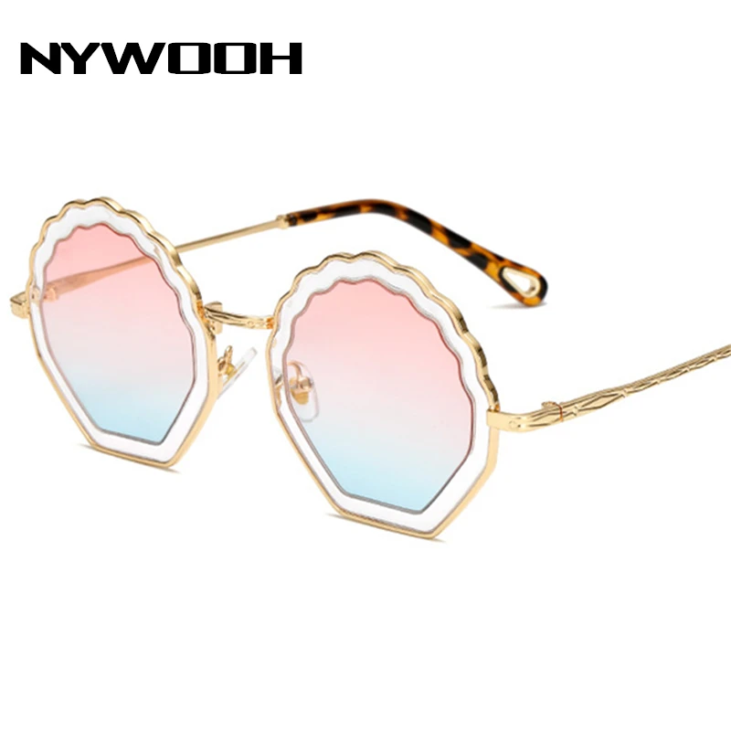 NYWOOH полигон солнцезащитные очки для женщин цветок солнцезащитные очки градиентные оттенки солнцезащитные очки брендовая дизайнерская металлическая двойная оправа очки