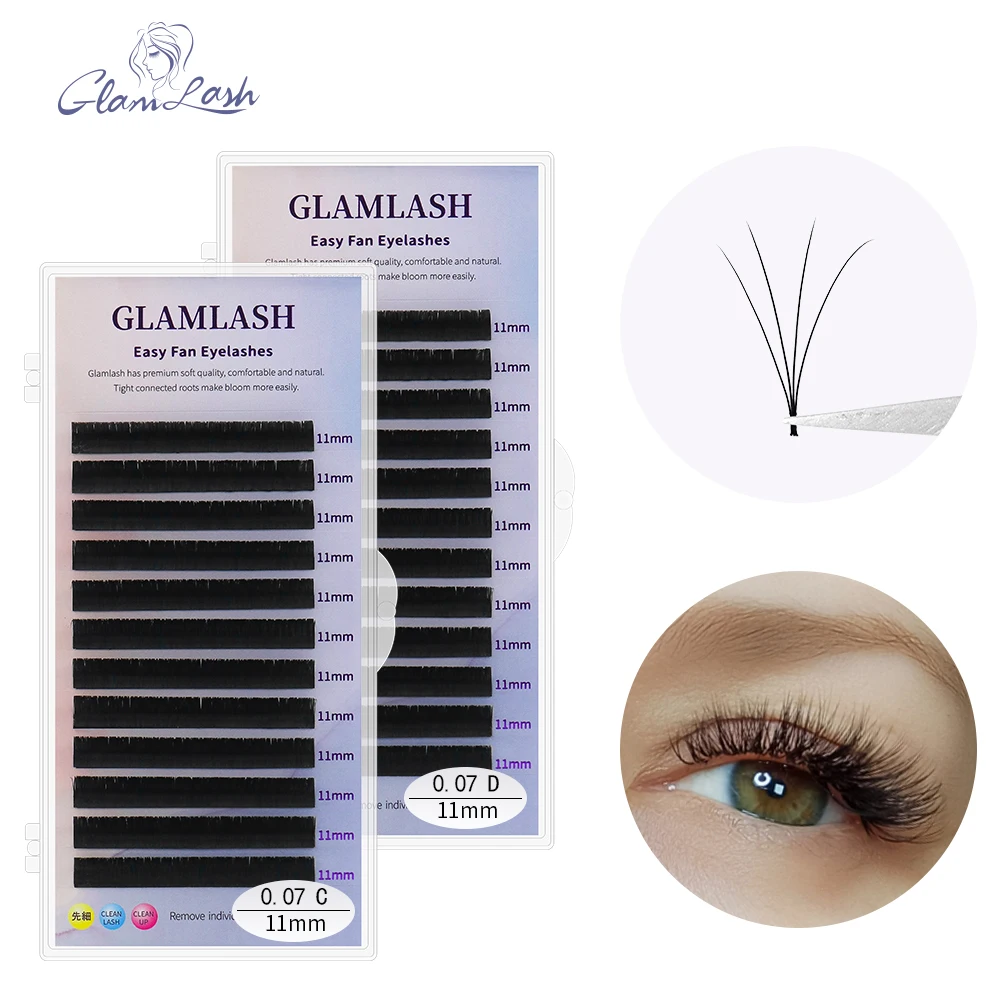 

GLAMLASH Easy Fan наращивание ресниц цветение аутоматическое цветение Быстрый веер Авто веер объем накладные ресницы мягкий макияж cilia