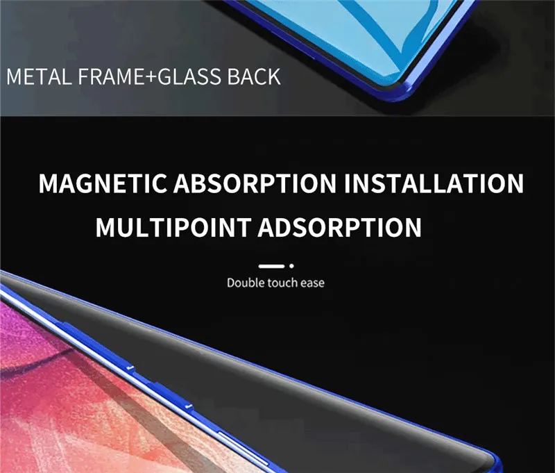 Двухсторонний стеклянный чехол для samsung Galaxy A50 чехол s магнитный металлический бампер чехол для samsung A20 A30 A70 A50S M30S Coque