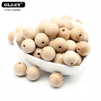 

Wooden Teether Chew Beads 100PC 12- 20mm Beech Wooden Beads DIY Jewelry Necklace Unfinished Beech Beads Baby Teether