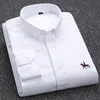 100% Cotton Oxford Shirt Men's Long Sleeve Embroidered Horse Casual Without Pocket Solid Yellow Dress Shirt Men Plus Size 5XL6XL 1