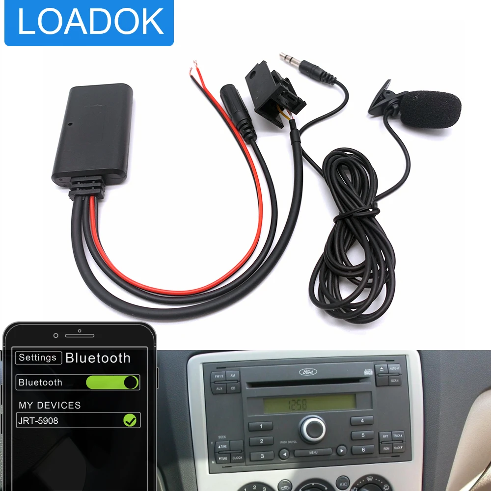 

Автомобильное стерео устройство Bluetooth 5,0 12pin Aux адаптер аудио кабель для Ford Focus Mondeo CD 6000 6006 5000C MP3 радио