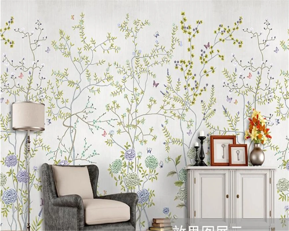 

wellyu Custom wallpaper 3d murals hand-painted pen and flower peony papier peint background wall decorative painting wallpaper