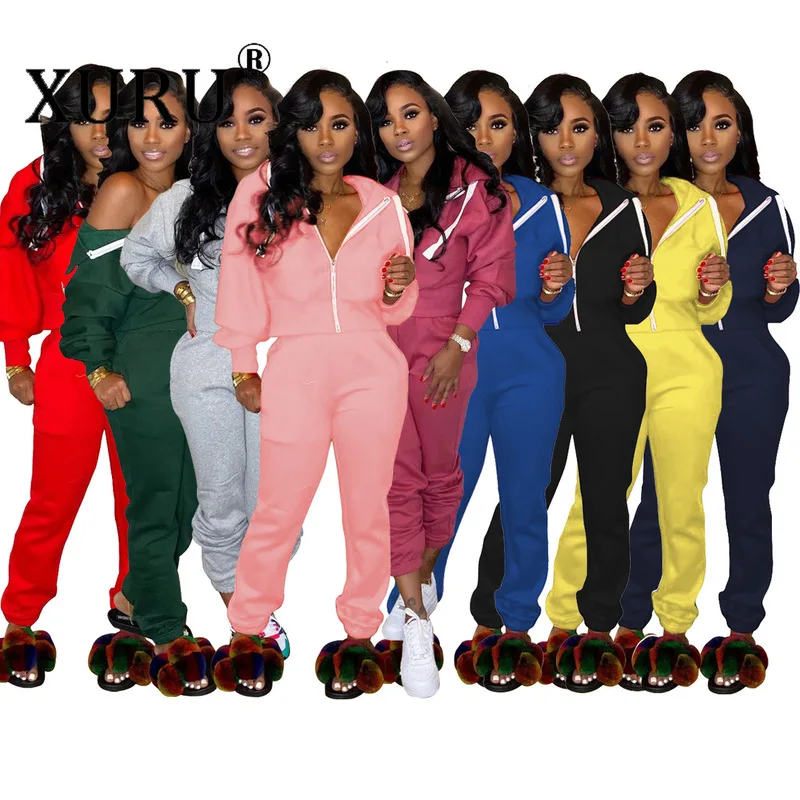 

XURU Sports Style Hooded Jumpsuit Two-piece Multicolor New Ladies Jumpsuit
