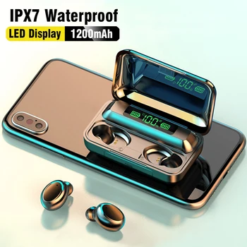 

Arlado TWS F9 Wireless Earphone Bluetooth v5.0 Mini Smart Touch Earbuds LED Display With 1200mAh Power Bank Headset and Mic