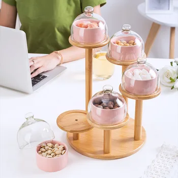 

ceramic Bread bowl The hotel Cloth salad The ice cream bowl With bamboo frame The glass cover Rotating multi-layer bamboo frame