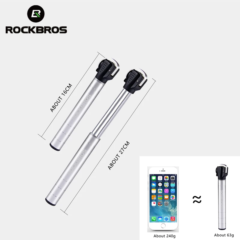 ROCKBROS велосипедный насос, портативный мини-светильник, велосипедный насос из алюминиевого сплава, воздушный насос для горного велоспорта, шиномонтажный насос, клапан Schrader Presta