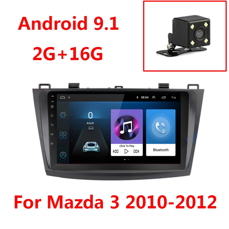 B 2 16G Cam 9 дюймов Android 9,1 Автомобильный мультимедийный видео плеер 2G+ 32G для Mazda 3 Мазда 3 2004-2012 2din gps-навигация, радио, стерео wifi без DVD - Цвет: B 2 16G Cam