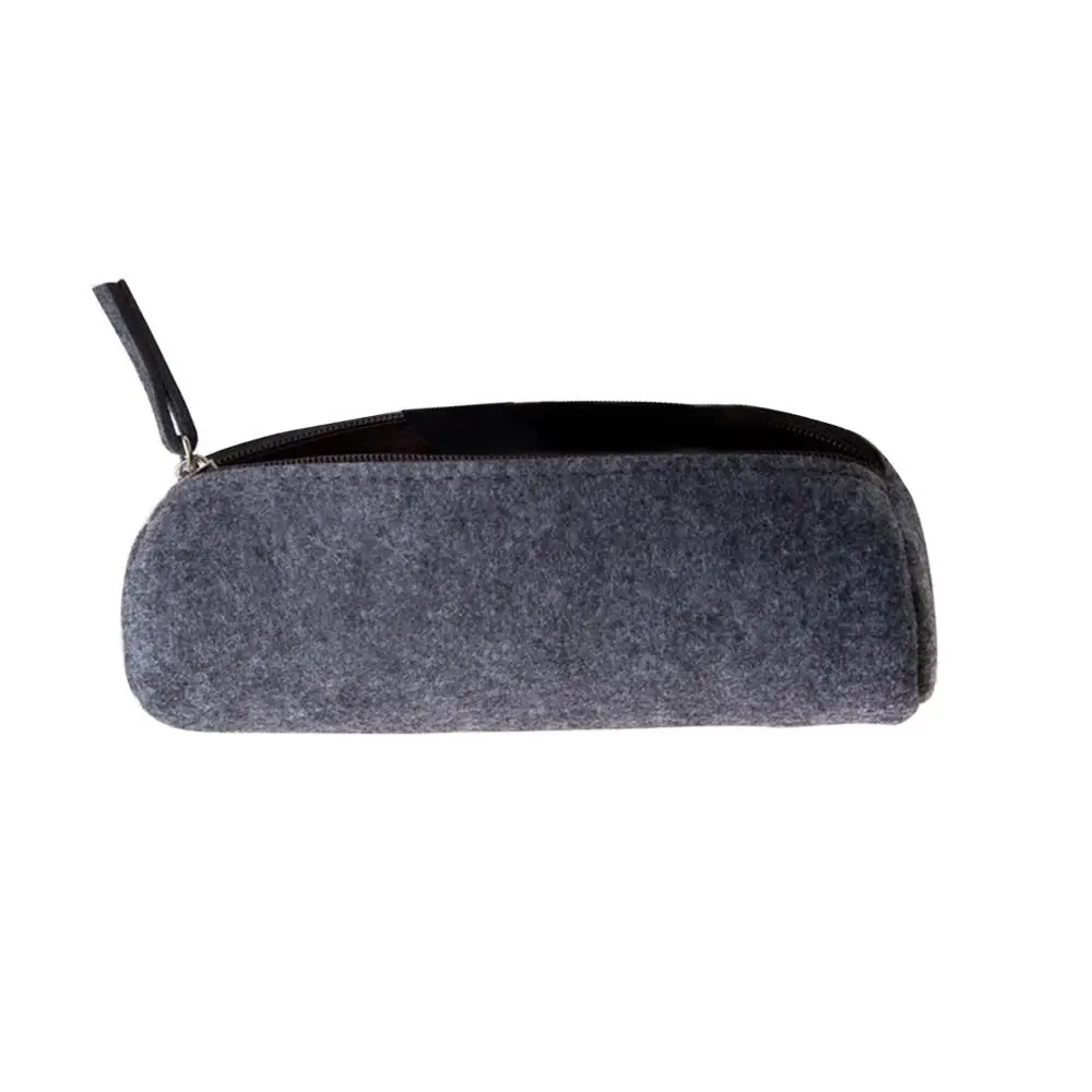 round dark grey Сумка для карандашей вместительная унисекс чехол для хранения карандашей из нетканого войлока с застежкой-молнией - Цвет: round dark grey