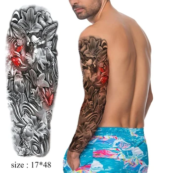 

Full Arm Waterproof Temporary Tattoo Sticker angel wing butterfly flower footprint Fake Tatoo Stickers Flash Tatto To Man Woman