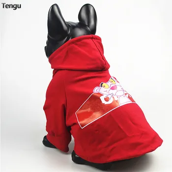

Red hoodie sport style French bulldog clothes Chihuahua coat cat warm coat halloween dog costume pugs fleece size XXXL