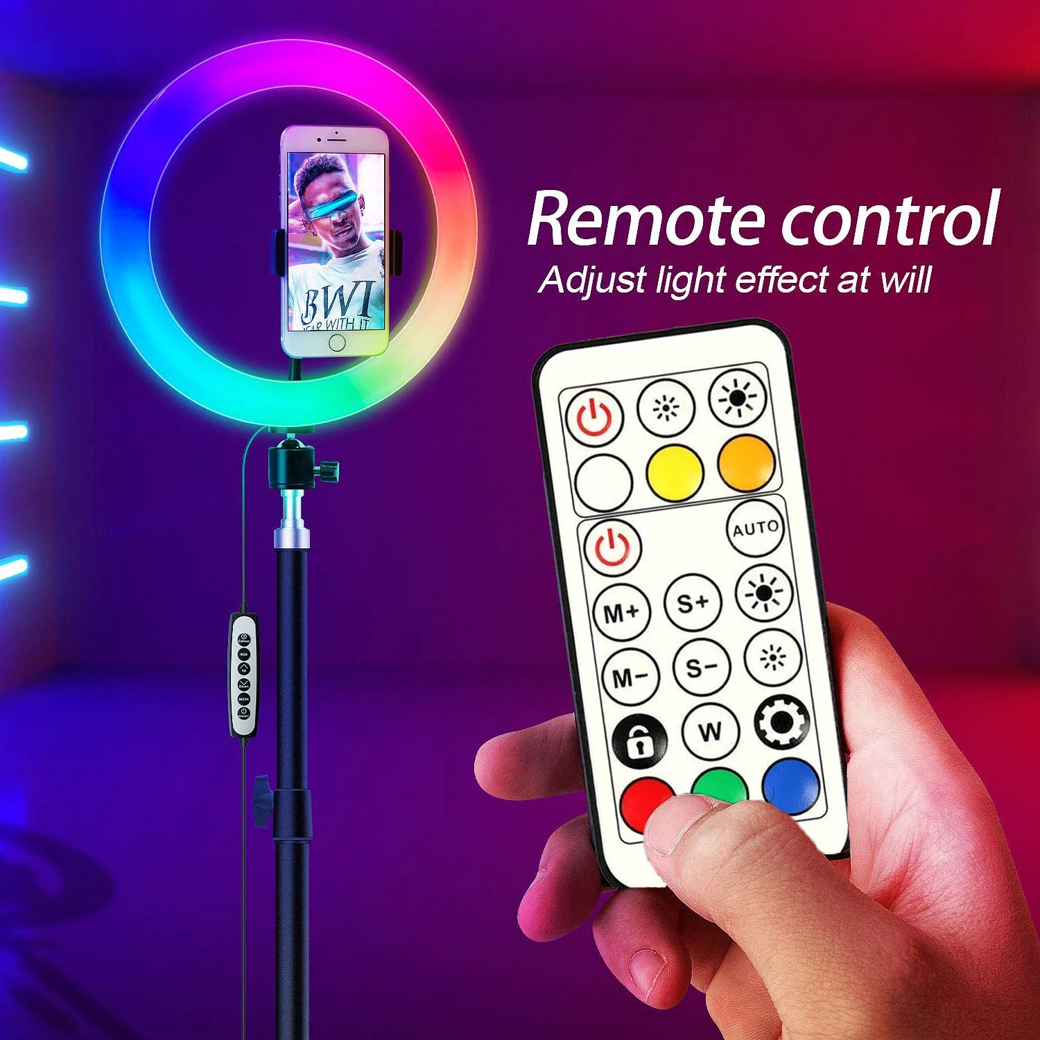 12in 30cm Selfie Ring Light RGB Tripod Phone Stand Holder Photography RingLight Circle Fill Light Led Color Lamp Trepied Makeup