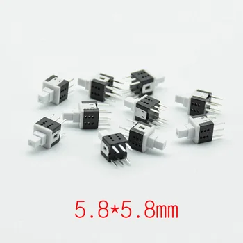 

10pcs 5.8*5.8 Self-locking/reset PCB Keyboard Micro Switch Push Tactile Power Self lock On/Off Latching Switch 6pin mini 12V0.1A