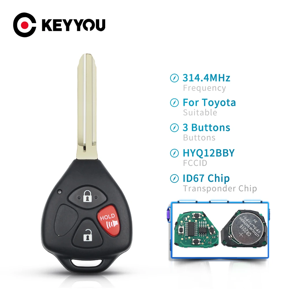 KEYYOU 3 кнопочный смарт-телефон 314 4 МГц HYQ12BBY ID67 чип для Toyota RAV4/Hilux/Camry автомобильный